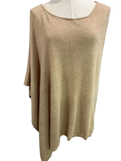 Size XL INC International Concepts Silk Cashmere Blend Asymmetrical Poncho Tan