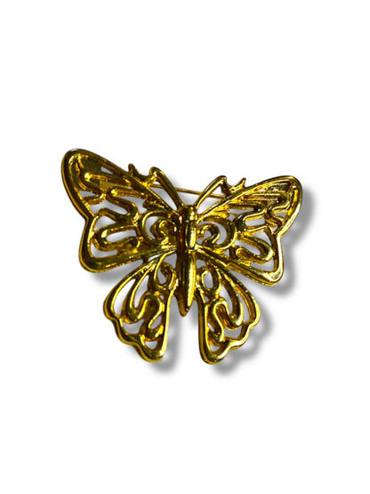 Goldtone Butterfly Brooch Pin 1.75"