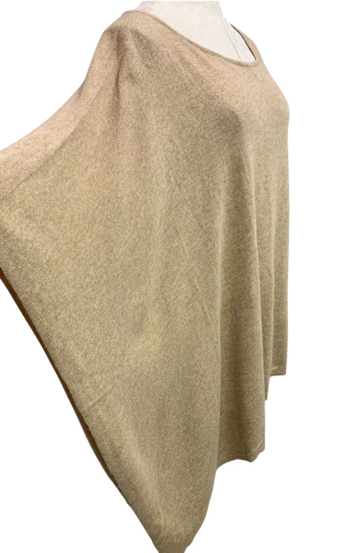Size XL INC International Concepts Silk Cashmere Blend Asymmetrical Poncho Tan
