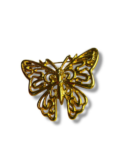 Goldtone Butterfly Brooch Pin 1.75"
