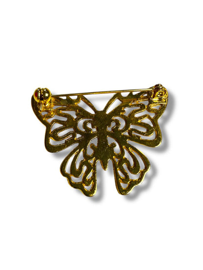 Goldtone Butterfly Brooch Pin 1.75"