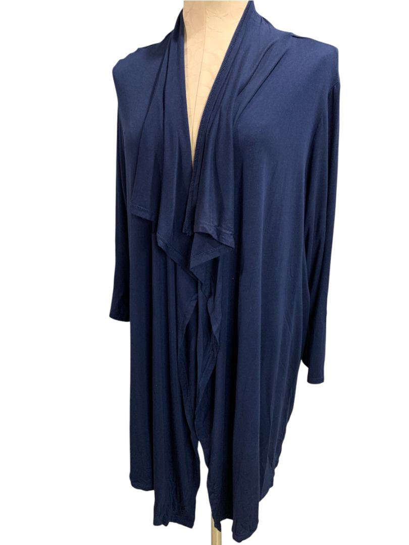 Size 1X Roz & Ali Navy Blue Womens Open Lightweight Knit Cardigan