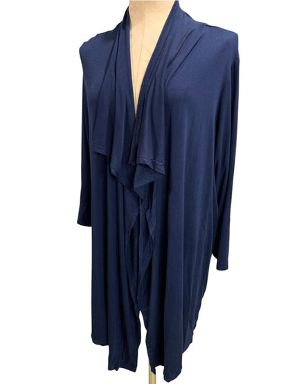 Size 1X Roz & Ali Navy Blue Womens Open Lightweight Knit Cardigan