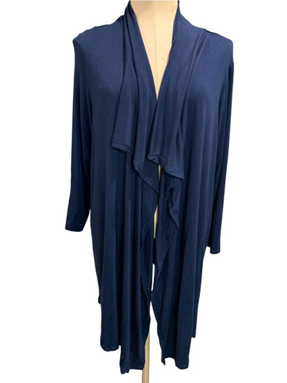 Size 1X Roz & Ali Navy Blue Womens Open Lightweight Knit Cardigan