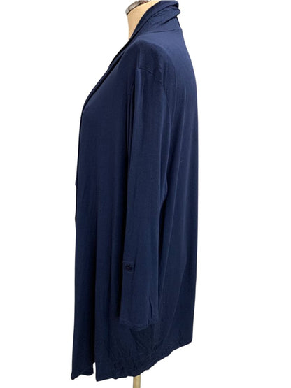 Size 1X Roz & Ali Navy Blue Womens Open Lightweight Knit Cardigan