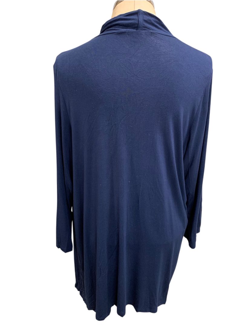 Size 1X Roz & Ali Navy Blue Womens Open Lightweight Knit Cardigan