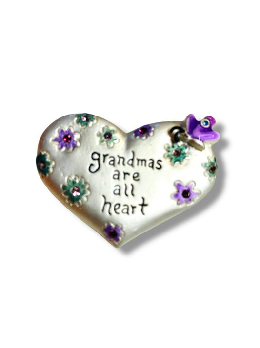Grandmas are all heart Brooch Pin Floral 1.5" Floral