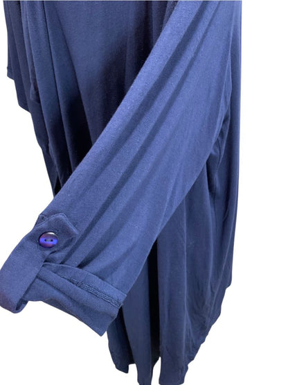 Size 1X Roz & Ali Navy Blue Womens Open Lightweight Knit Cardigan