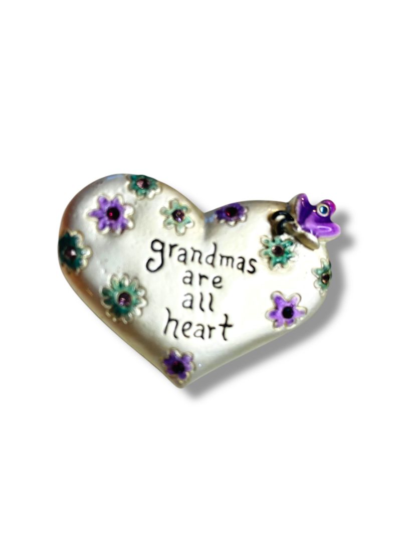 Grandmas are all heart Brooch Pin Floral 1.5" Floral