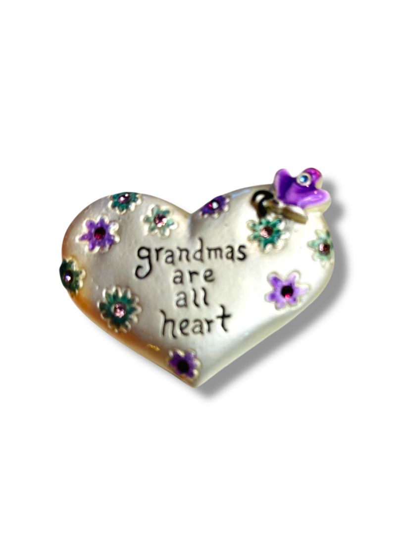 Grandmas are all heart Brooch Pin Floral 1.5" Floral