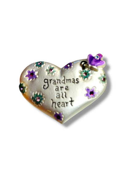 Grandmas are all heart Brooch Pin Floral 1.5" Floral