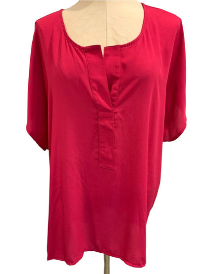 Size 1X In Every Story Womens Dark Pink Short Dolman Sleeve Shirt