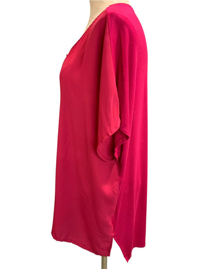Size 1X In Every Story Womens Dark Pink Short Dolman Sleeve Shirt