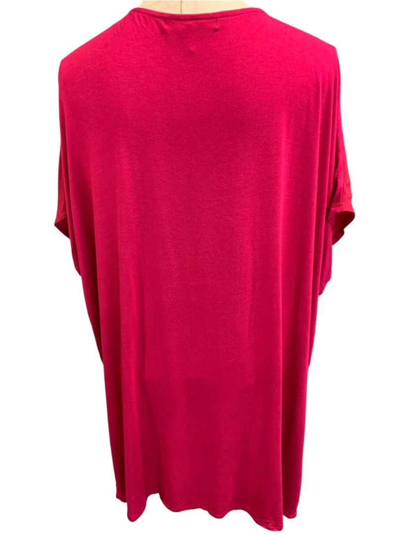 Size 1X In Every Story Womens Dark Pink Short Dolman Sleeve Shirt