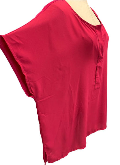 Size 1X In Every Story Womens Dark Pink Short Dolman Sleeve Shirt