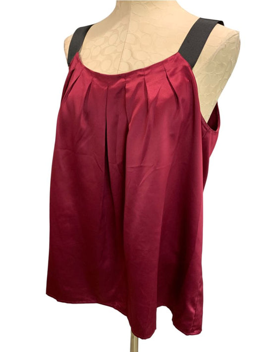 Size XL Loft Womens Silky Blouse Sleeveless Burgundy Grosgrain Strap