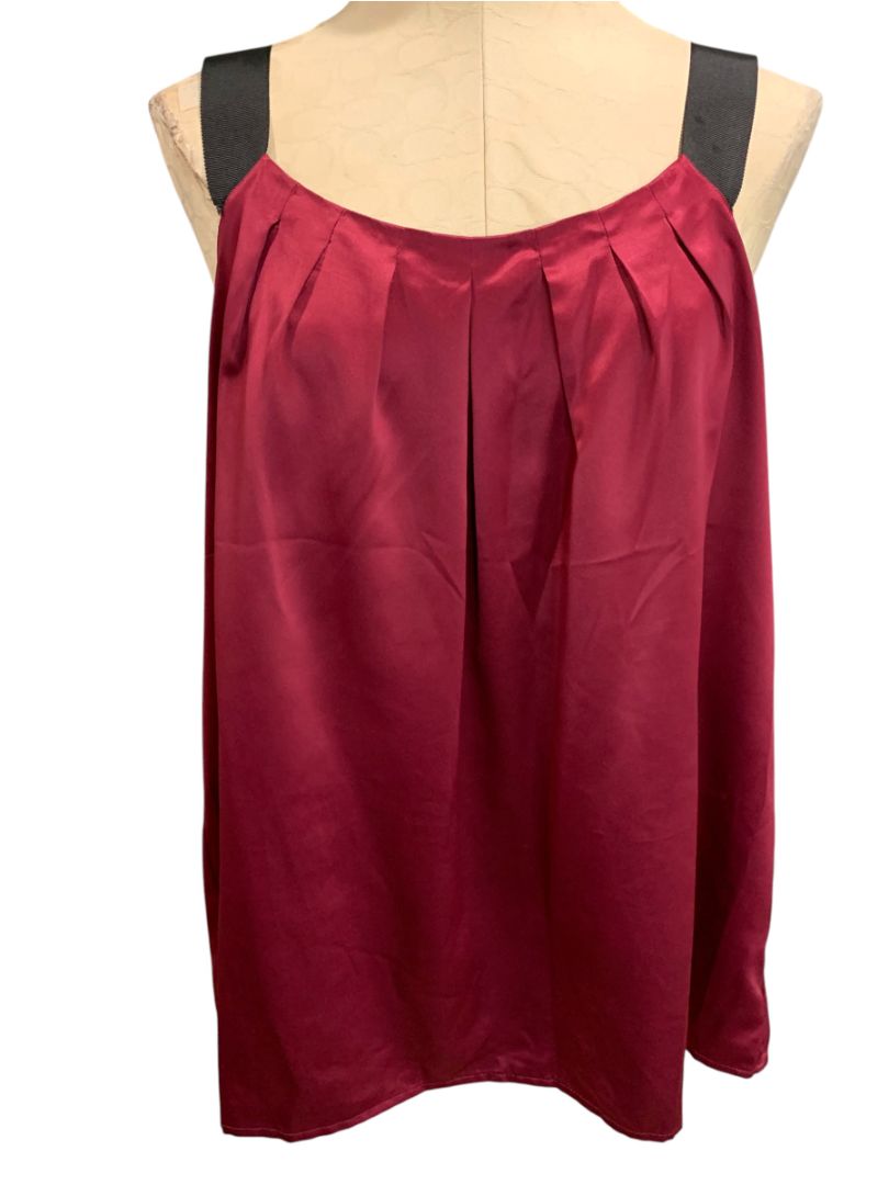 Size XL Loft Womens Silky Blouse Sleeveless Burgundy Grosgrain Strap