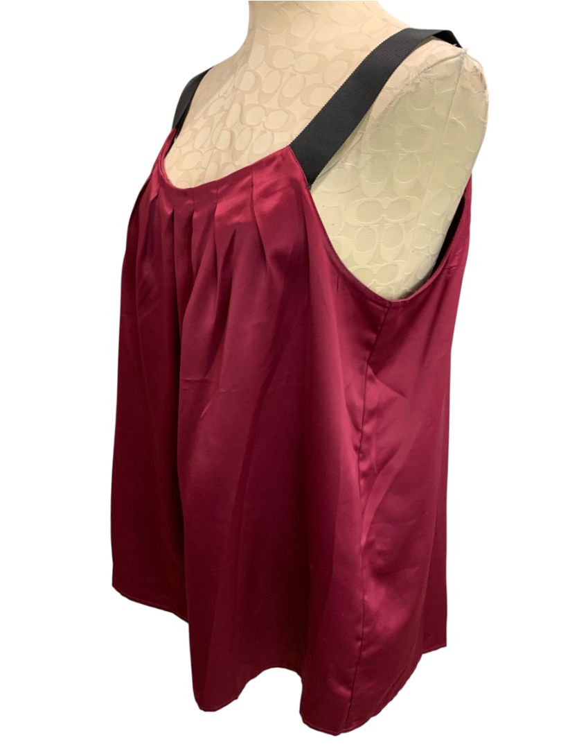 Size XL Loft Womens Silky Blouse Sleeveless Burgundy Grosgrain Strap