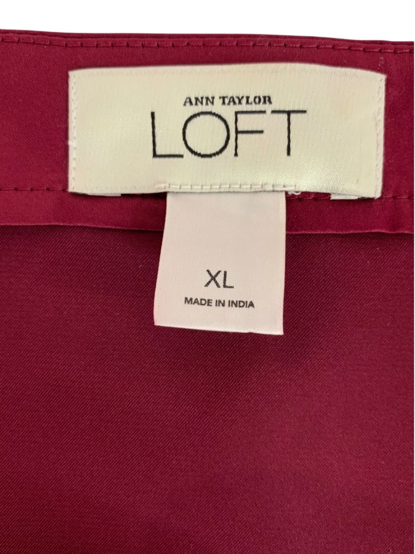 Size XL Loft Womens Silky Blouse Sleeveless Burgundy Grosgrain Strap