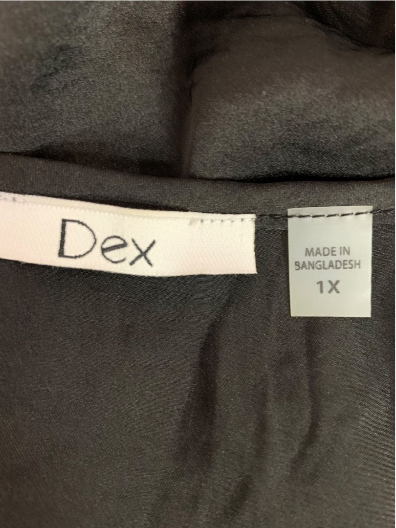 Size 1X Dex Womens Black Boho Baby Doll Bell Sleeve Shirt Plus Size