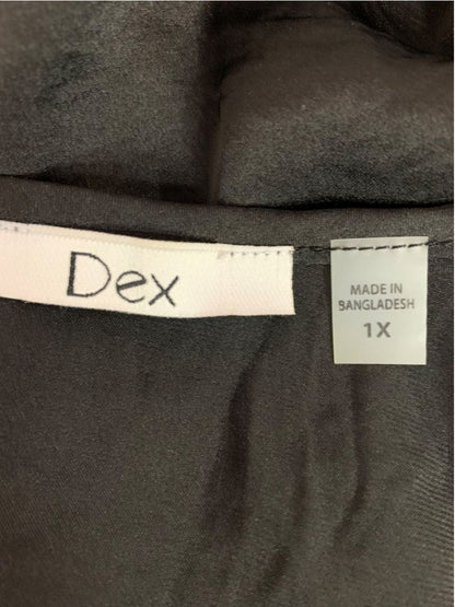 Size 1X Dex Womens Black Boho Baby Doll Bell Sleeve Shirt Plus Size