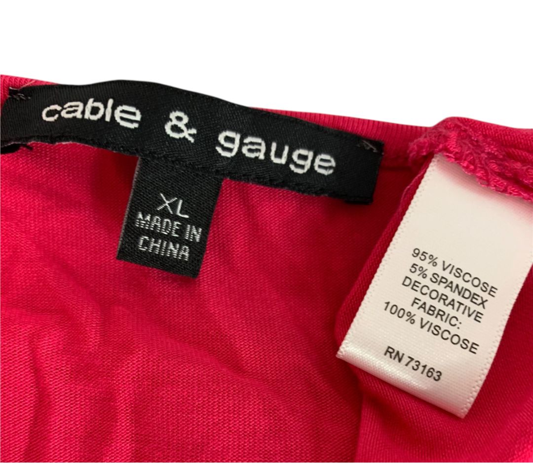 XL Cable & Gauge Womens Hot Pink Shirt Soft Tunic Roll Tab Sleeves