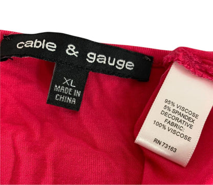 XL Cable & Gauge Womens Hot Pink Shirt Soft Tunic Roll Tab Sleeves