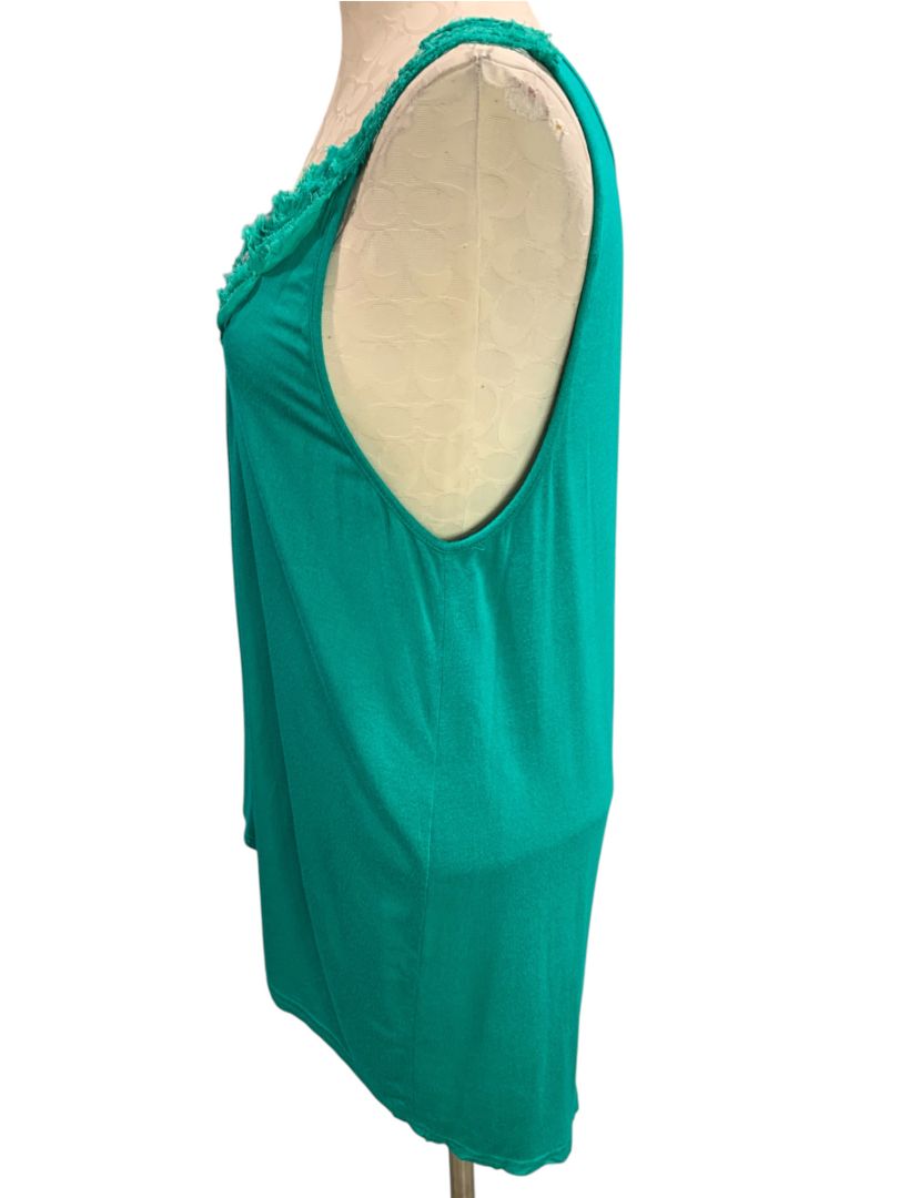 Size 1X Simply Irresistible Green Knit Tank Womens Shirt Flowy Soft