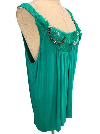 Size 1X Simply Irresistible Green Knit Tank Womens Shirt Flowy Soft