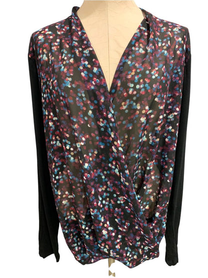 Size XL Maurices Faux Wrap Shirt Dot Pattern Soft Knit Back