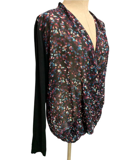 Size XL Maurices Faux Wrap Shirt Dot Pattern Soft Knit Back