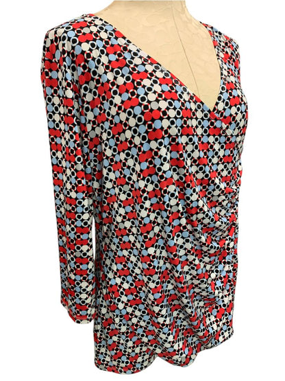 Size XL Dana Buchman Womens Dotted Pullover Faux Wrap Shirt