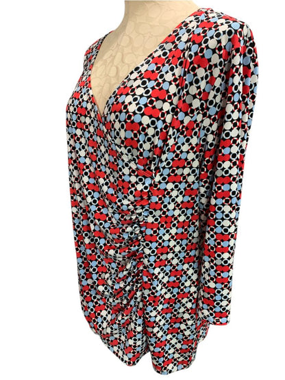 Size XL Dana Buchman Womens Dotted Pullover Faux Wrap Shirt