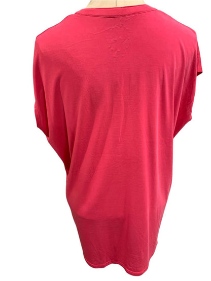 Size XL INC Womens Dark Pink Split Neck Tshirt Short Dolman Sleeve