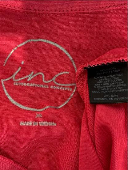 Size XL INC Womens Dark Pink Split Neck Tshirt Short Dolman Sleeve