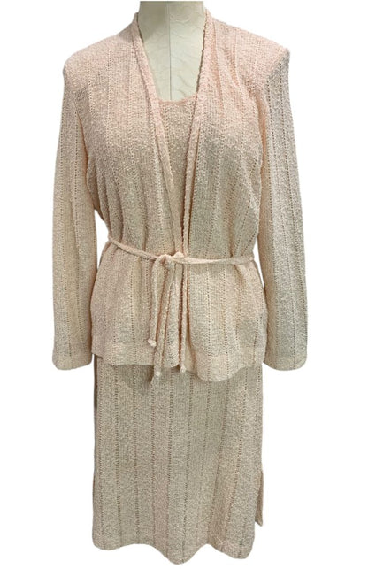 Large Perception Vintage 3 Piece Loose Knit Skirt Shell Cardigan