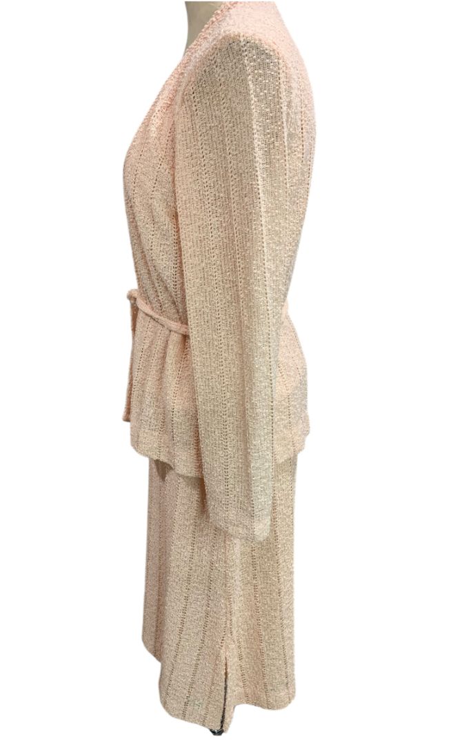 Large Perception Vintage 3 Piece Loose Knit Skirt Shell Cardigan