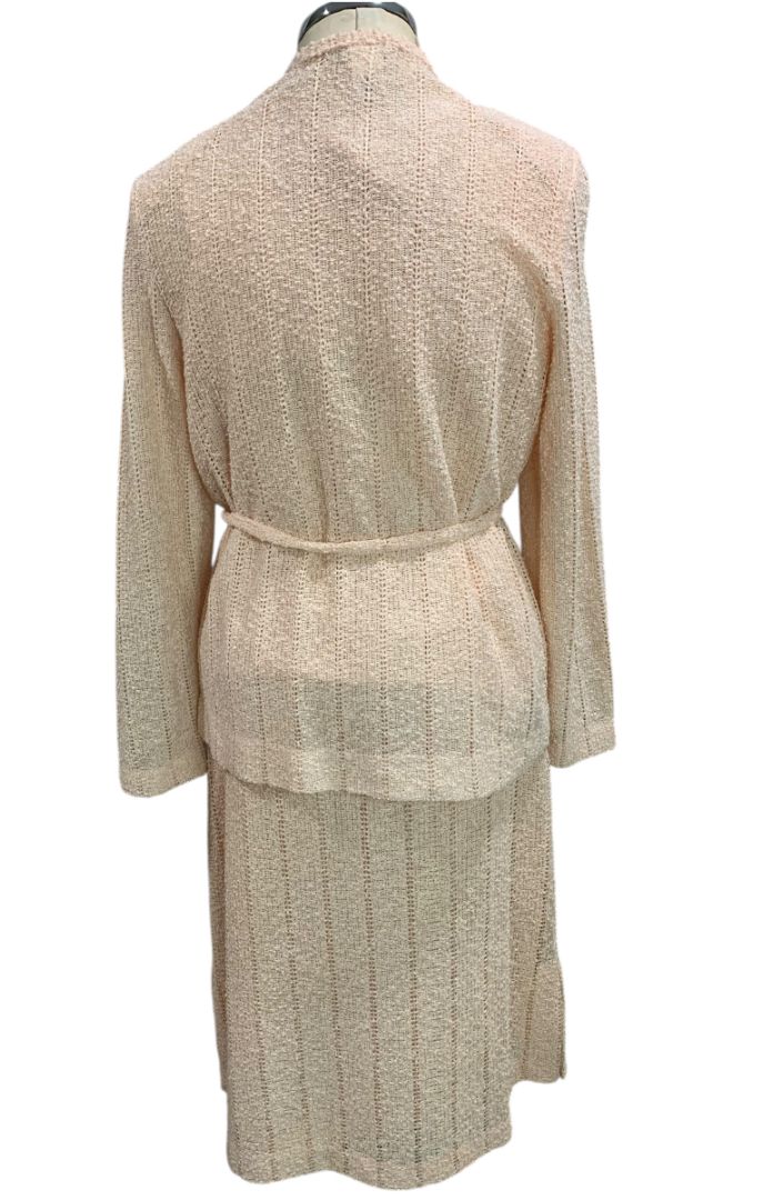 Large Perception Vintage 3 Piece Loose Knit Skirt Shell Cardigan