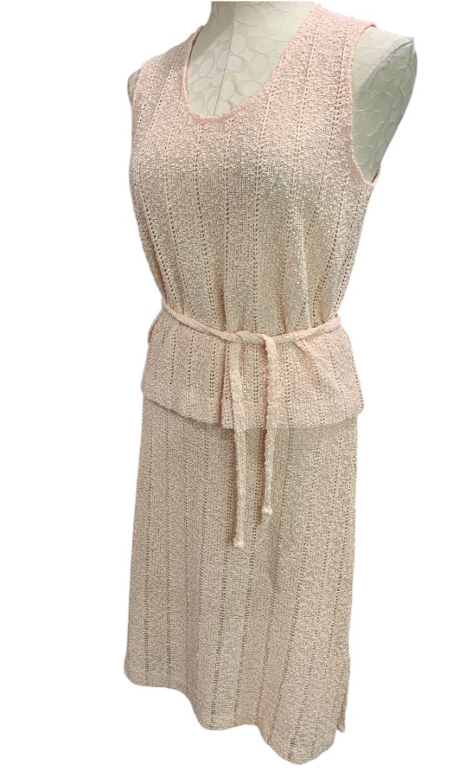 Large Perception Vintage 3 Piece Loose Knit Skirt Shell Cardigan