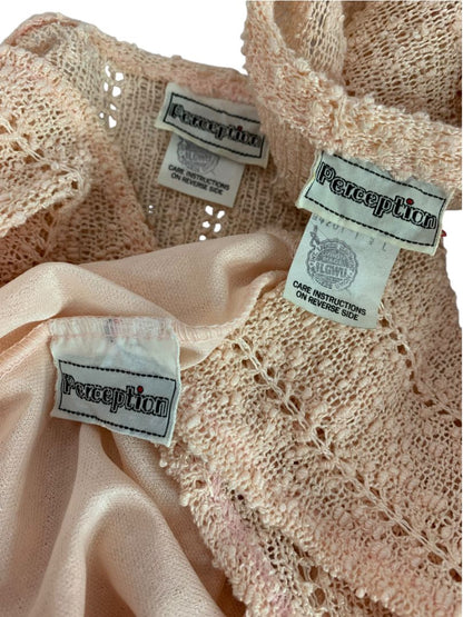 Large Perception Vintage 3 Piece Loose Knit Skirt Shell Cardigan