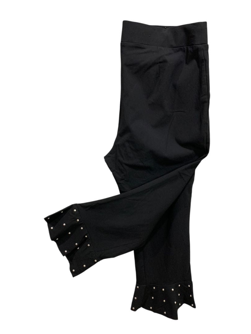 Size 14W INC International Concepts Black Studded Ruffle Hem Crop Pants