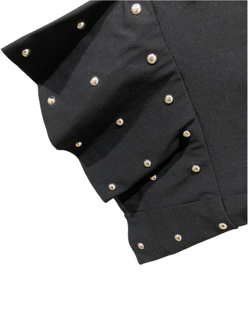 Size 14W INC International Concepts Black Studded Ruffle Hem Crop Pants