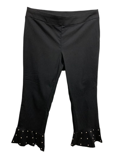 Size 14W INC International Concepts Black Studded Ruffle Hem Crop Pants