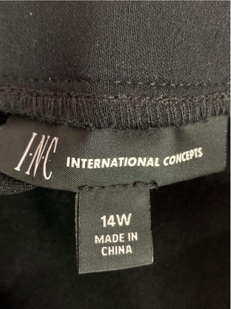Size 14W INC International Concepts Black Studded Ruffle Hem Crop Pants