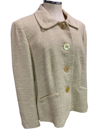 Size 14W Talbots Woman Tan Tweed Vintage Jacket Blazer