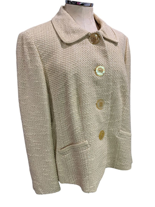 Size 14W Talbots Woman Tan Tweed Vintage Jacket Blazer