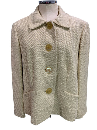 Size 14W Talbots Woman Tan Tweed Vintage Jacket Blazer