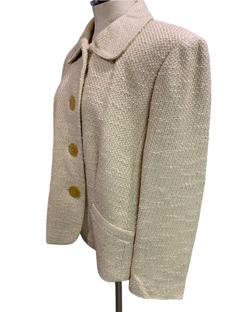 Size 14W Talbots Woman Tan Tweed Vintage Jacket Blazer