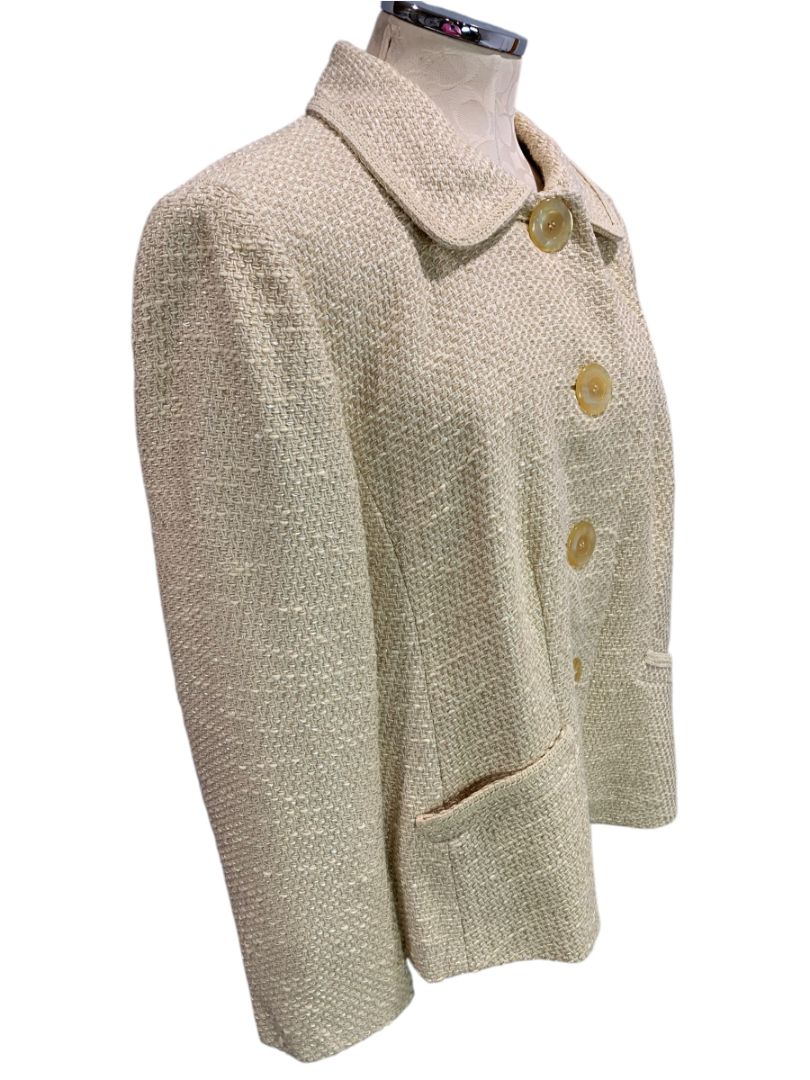 Size 14W Talbots Woman Tan Tweed Vintage Jacket Blazer