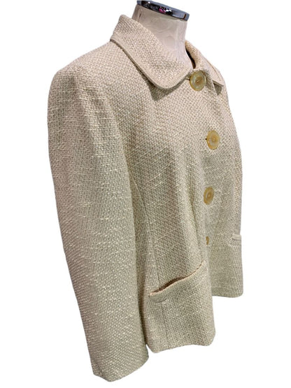 Size 14W Talbots Woman Tan Tweed Vintage Jacket Blazer